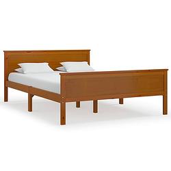 Foto van The living store bedframe honingbruin - praktisch bed - 208 x 128 x 77 cm - hoogwaardig grenenhout - stevige