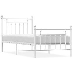 Foto van The living store bedframe - klassiek wit - 207x95x97 cm - robuust metalen constructie