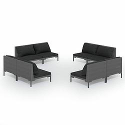 Foto van Vidaxl 8-delige loungeset met kussens poly rattan donkergrijs