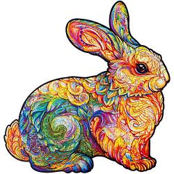 Foto van Unidragon houten puzzel dier - schitterend konijn - 195 stukjes - medium 29x30 cm