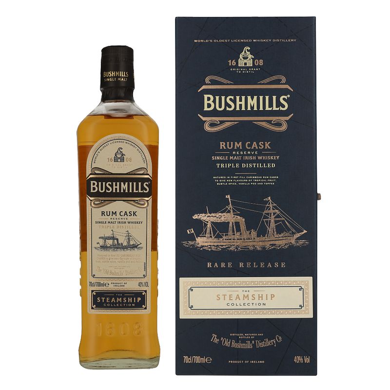 Foto van Bushmills the steamship rum cask reserve 70cl whisky + giftbox