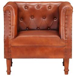 Foto van The living store fauteuil echt leer bruin - fauteuil