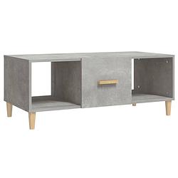 Foto van The living store salontafel betongrijs 102x50x40 cm - stevig hout - 2 open vakken - 1 lade