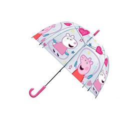 Foto van Peppa pig paraplu - voor kinderen - donker roze/transparant - d61 cm - paraplu'ss