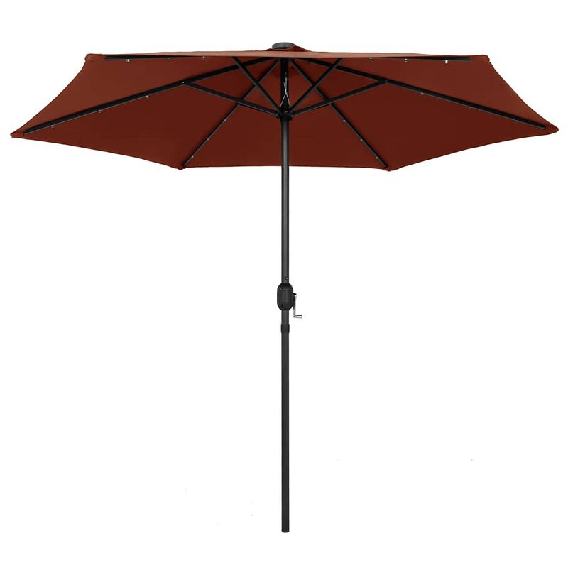 Foto van The living store tuinparasol - terracotta - 270 x 236 cm - uv-beschermend - aluminium paal - 24 led-lampjes