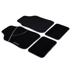 Foto van Dunlop automatten set - 4 stuks - 2 auto vloermatten 66 x 44 cm - 2 auto matten 28 x 42 cm - zwart/wit