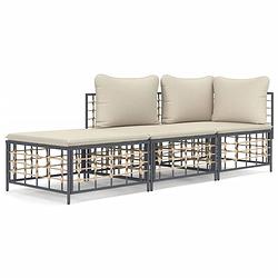 Foto van The living store hoekbank antraciet poly rattan - 72x72x66 cm - weerbestendig