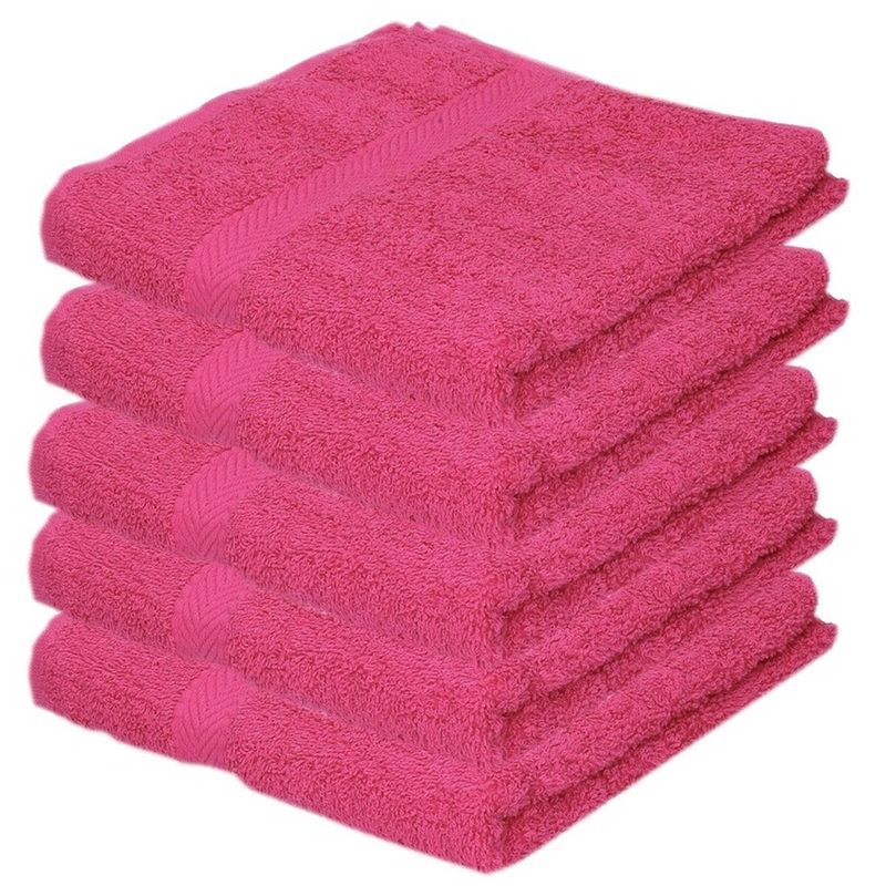 Foto van 5x badkamer/douche handdoeken fuchsia roze 50 x 90 cm - badhanddoek