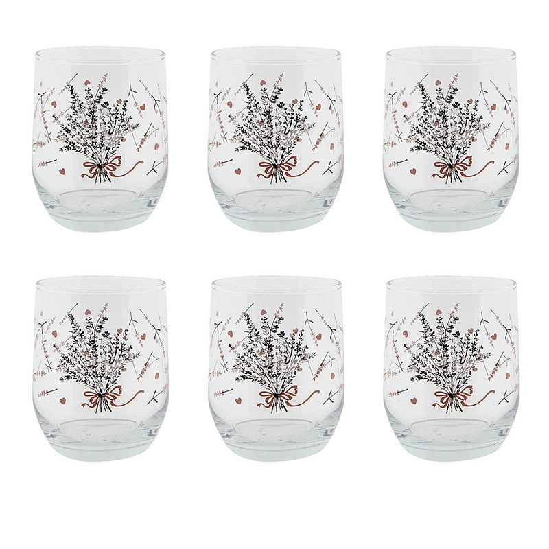 Foto van Haes deco - set van 6 waterglazen - ø 8x9 cm / 300 ml - glas - lavender garden