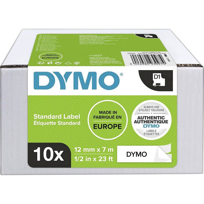Foto van Dymo 2093097 labeltape set van 10 stuks tapekleur: wit tekstkleur: zwart 12 mm 7 m