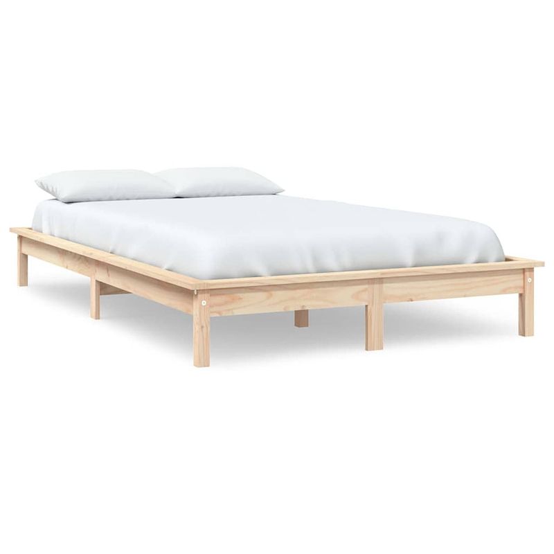 Foto van The living store houten bed - massief grenenhout - 135 x 190 cm - rustieke uitstraling