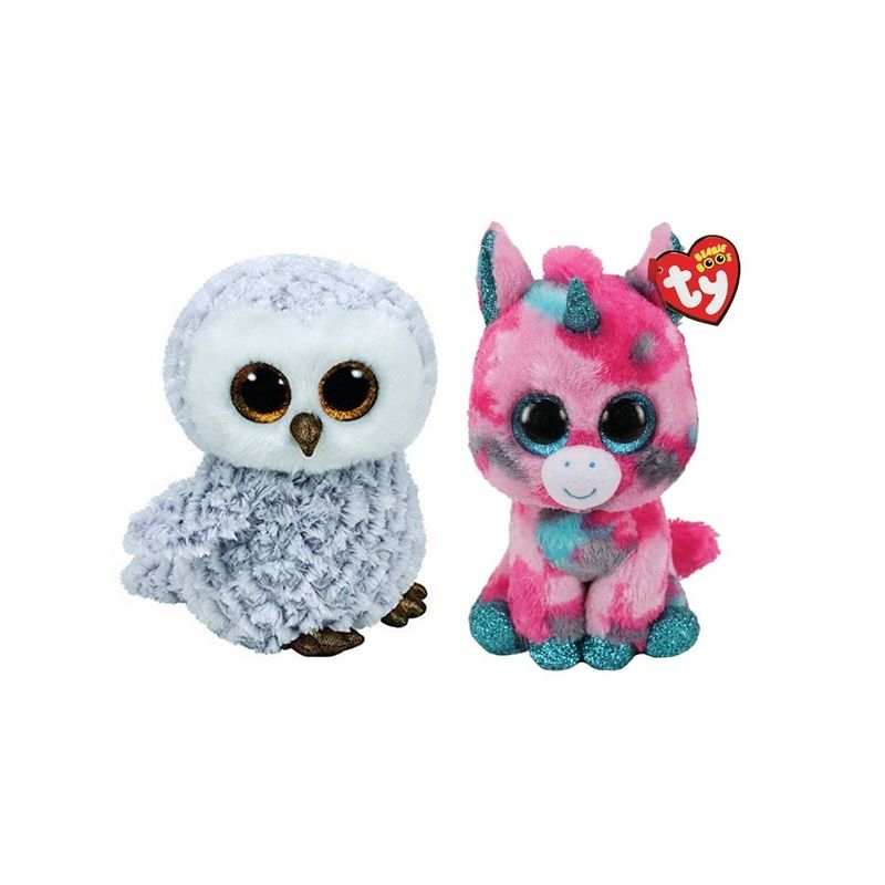 Foto van Ty - knuffel - beanie boo's - gumball unicorn & owlette owl