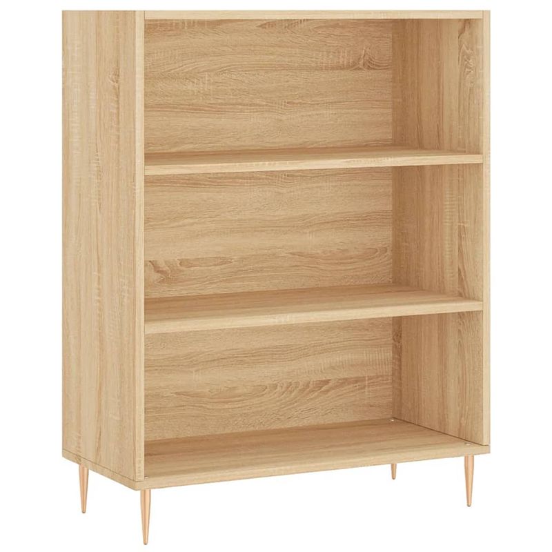 Foto van The living store boekenkast - sonoma eiken - 69.5 x 32.5 x 90 cm - stevig hout - metaal