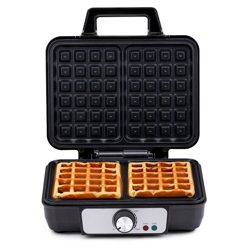 Foto van Alpina wafelijzer - brusselse wafels - antiaanbaklaag - 2 wafels - 1000 w - zwart