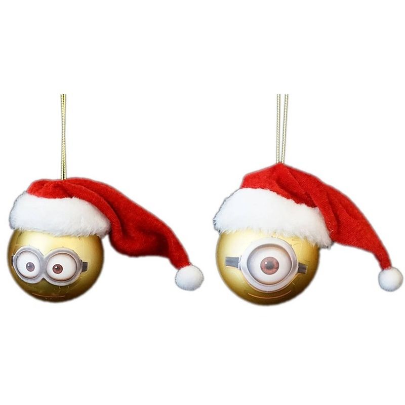 Foto van 2x the minions kerstballen van kunststof minion dave en carl - kerstbal