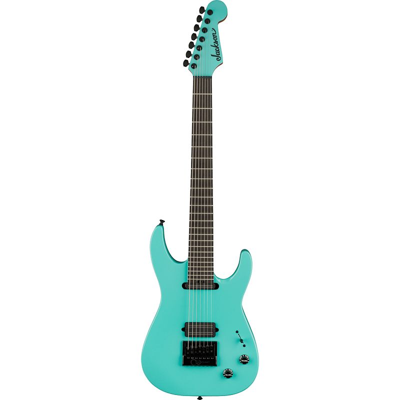 Foto van Jackson pro series signature josh smith soloist sl7 et eb aquamarine 7-snarige elektrische gitaar met evertune