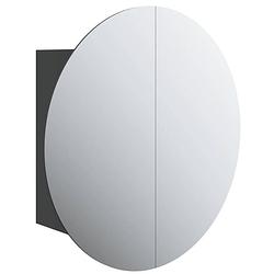 Foto van The living store badkaast - ronde spiegel - led-verlichting - zwart - 47x47x17.5cm