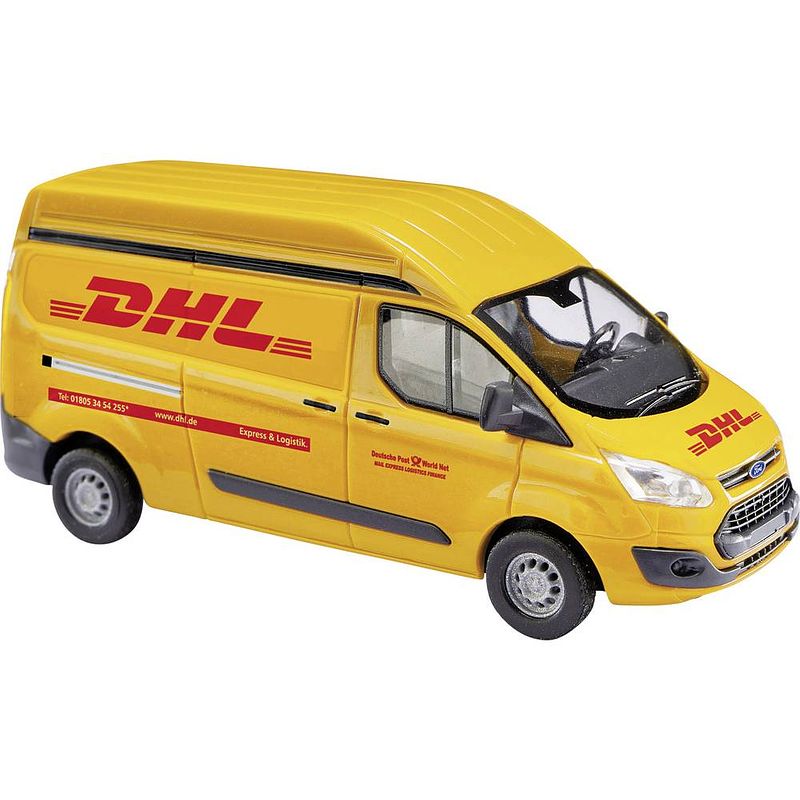 Foto van Busch 52511 h0 ford transit custom-bestelbus met hoog dak in dhl-uitvoering