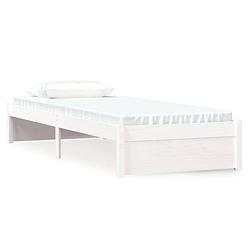 Foto van Vidaxl bedframe massief grenenhout wit 75x190 cm small single