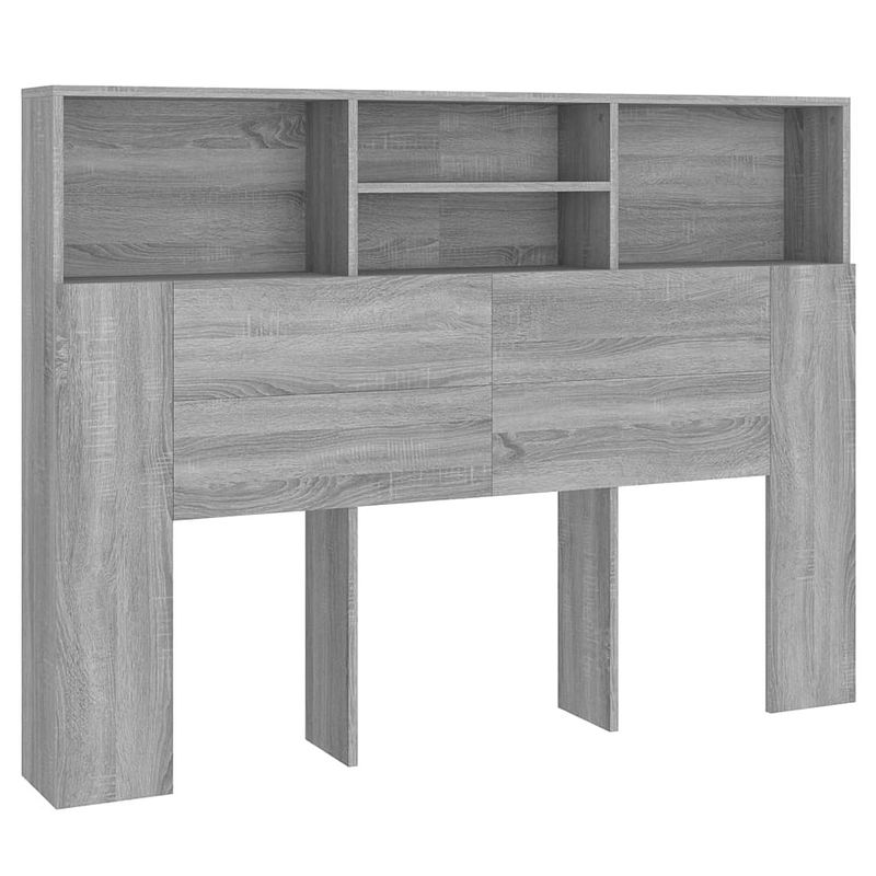 Foto van The living store hoofdbordkast - modern ontwerp - wandmontage - 140 x 19 x 103.5 cm - grijs sonoma eiken