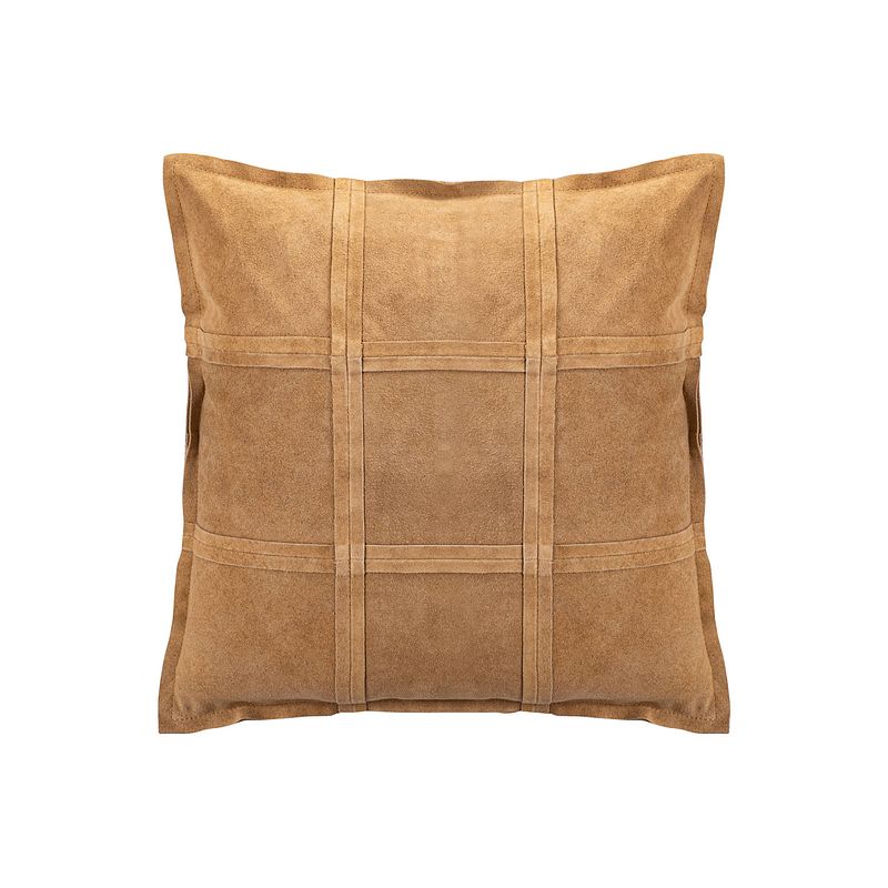 Foto van Ptmd cobie camel suede leather cushion square s