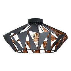 Foto van Eglo carlton 6 plafondlamp - e27 - ø 47 cm - zwart/koper