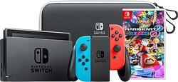 Foto van Nintendo switch oled blauw rood onderweg pakket met game