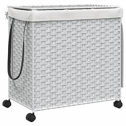 Foto van Vidaxl wasmand op wielen 60x35x60,5 cm rattan wit