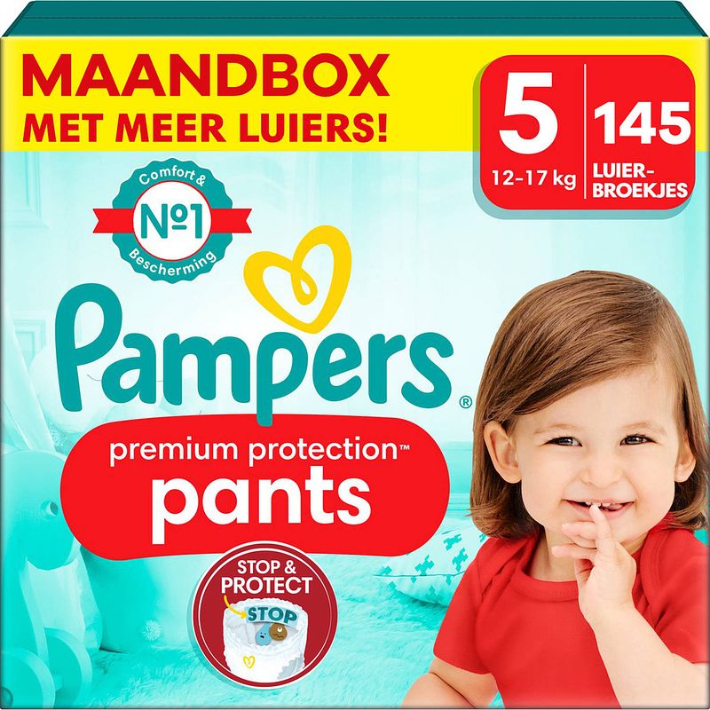 Foto van Pampers - premium protection pants - maat 5 - maandbox - 145 stuks - 12/17 kg