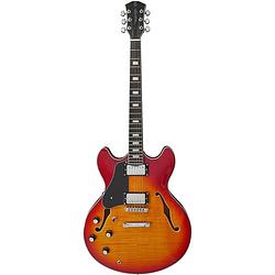 Foto van Sire larry carlton h7l cherry sunburst linkshandige semi-akoestische gitaar