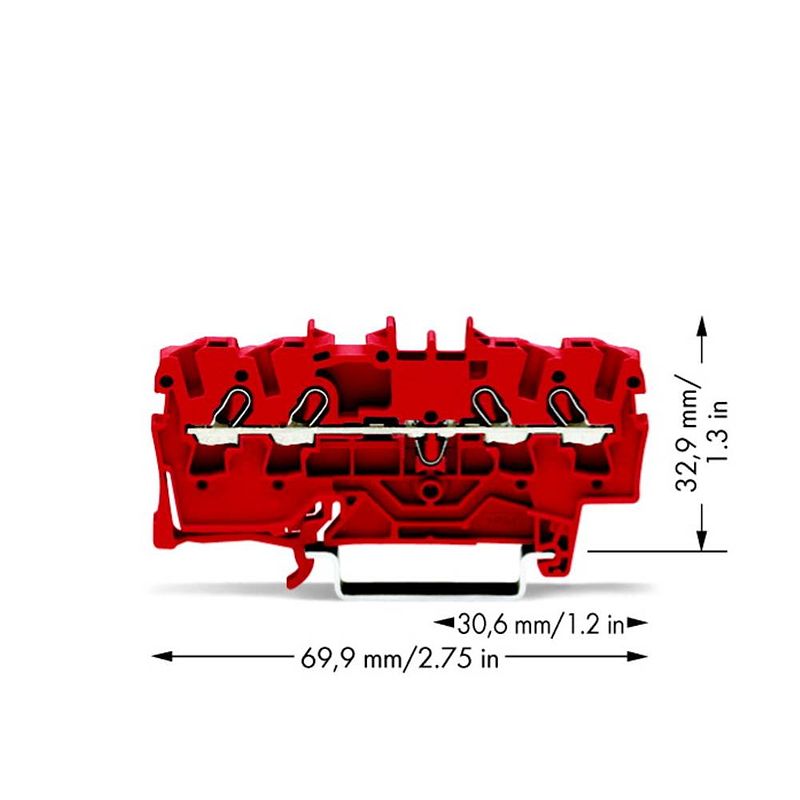 Foto van Wago 2002-1403 doorgangsklem 5.20 mm spanveer rood 100 stuk(s)