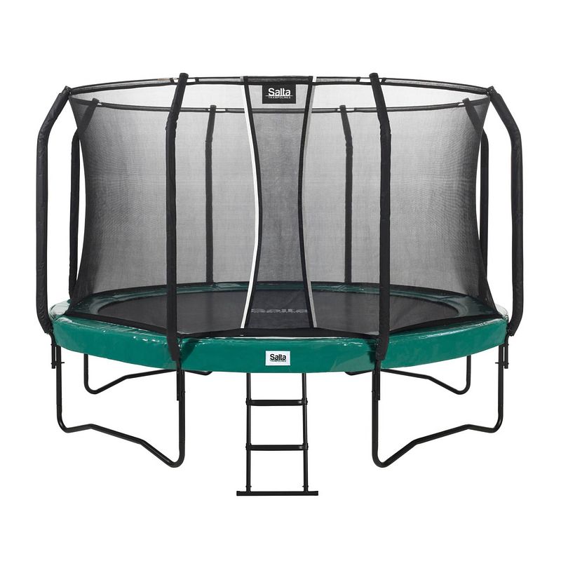 Foto van Salta trampoline first class 251 cm met veiligheidsnet en ladder - groen