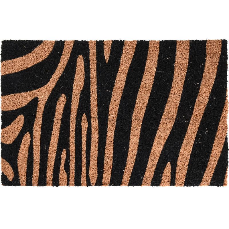 Foto van Dieren tijger/zebra opdruk deurmat/buitenmat kokos 39 x 59 cm - deurmatten