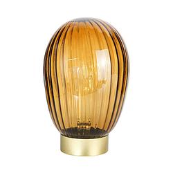 Foto van Casa di elturo led tafellamp amber - bruin - goud - werkt op batterijen (incl. lamp) - ø14 x 23,5 cm