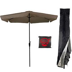 Foto van Cuhoc parasol - taupe stokparasol + beschermhoes tuinmeubel parasol - red label parasolhoes