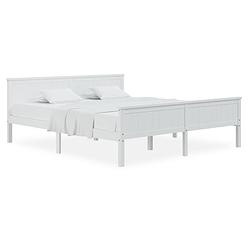 Foto van The living store bedframe grenenhout - s - meubelen - 208 x 188 x 77 cm - wit