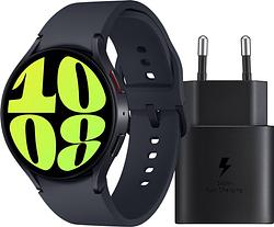 Foto van Samsung galaxy watch 6 4g zwart 44mm + samsung oplader