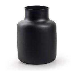 Foto van Bloemenvaas - fles model - eco glas zwart - h20 x d14.5 cm - vazen