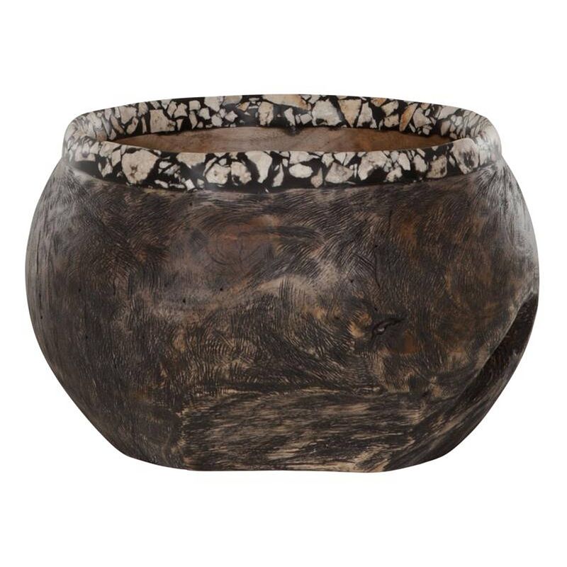 Foto van Must living bowl coral,16xø26 cm, teakwood, black / natural finish