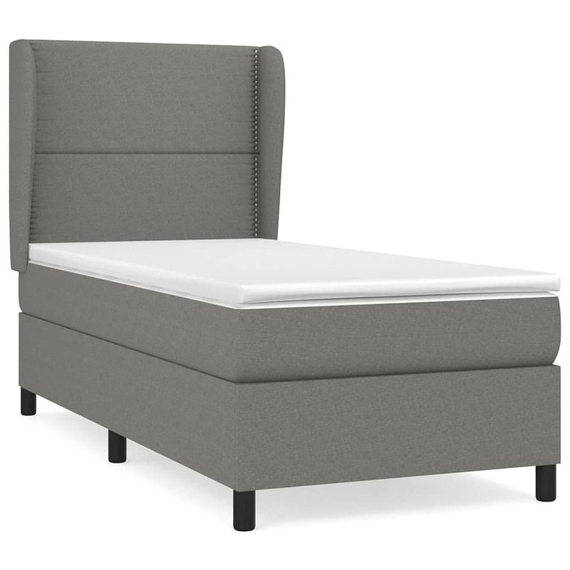 Foto van The living store boxspringbed - pocketvering - middelhard - donkergrijs - 203 x 103 x 118/128 cm - uitstekende