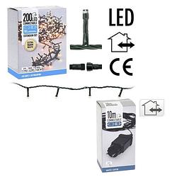 Foto van Nampook kerstverlichting - koppelbaar - 200 led - 6 meter - warm wit + incl. adapter met 10 meter snoerlengte