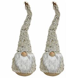 Foto van 2x stuks pluche gnome/dwerg decoratie poppen/knuffels grijs 45 x 14 cm - kerstman pop