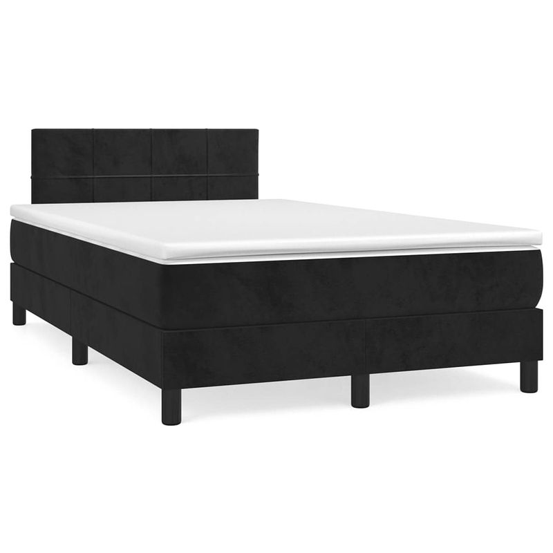 Foto van The living store boxspringbed - zwart - 203 x 120 x 78/88 cm - fluweel - verstelbaar hoofdbord - pocketvering matras -