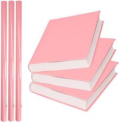 Foto van 3x rollen kadopapier / schoolboeken kaftpapier pastel roze 200 x 70 cm - kaftpapier
