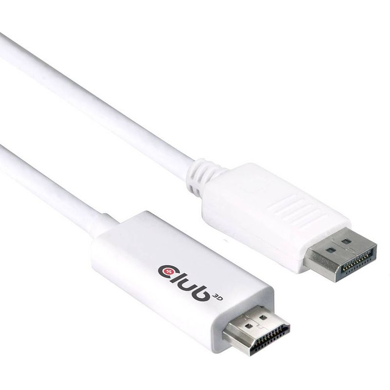 Foto van Club3d displayport / hdmi adapterkabel displayport stekker, hdmi-a stekker 3.00 m wit cac-1073 displayport-kabel