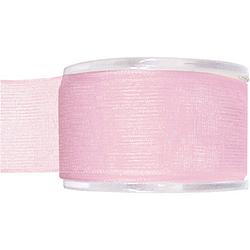 Foto van 1x hobby/decoratie roze organza sierlinten 4 cm/40 mm x 20 meter - cadeaulinten