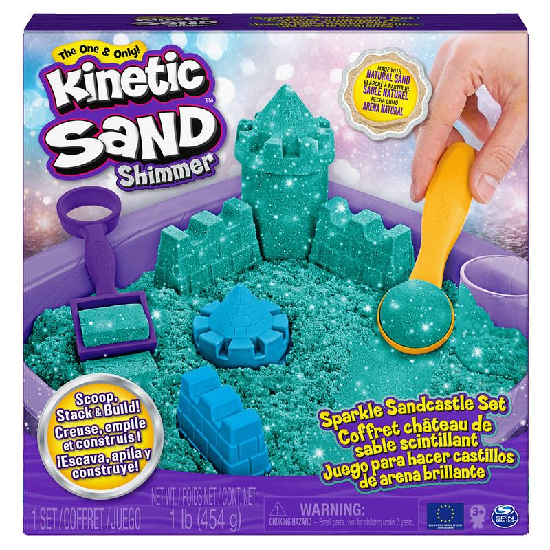 Foto van Kinetic sand glinsterend zandkasteel speelset