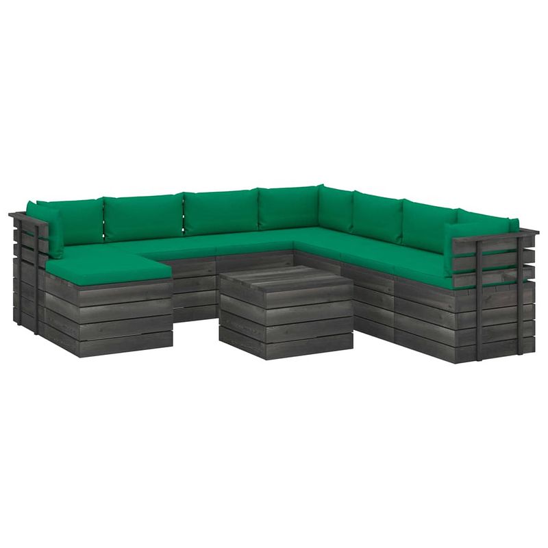 Foto van Vidaxl 9-delige loungeset pallet met kussens massief grenenhout