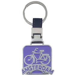 Foto van Matix sleutelhanger amsterdam fiets 4 cm staal paars/zilver