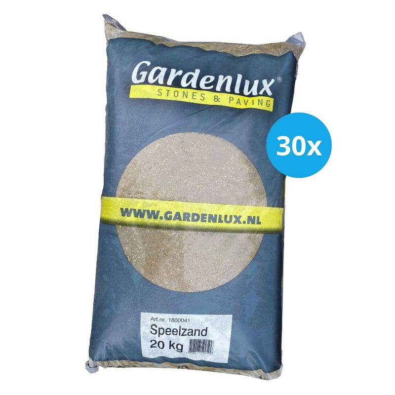 Foto van Gardenlux speelzand - zandbakzand - zand voor zandbak - gecertificeerd - voordeelverpakking 30 x 20 kg